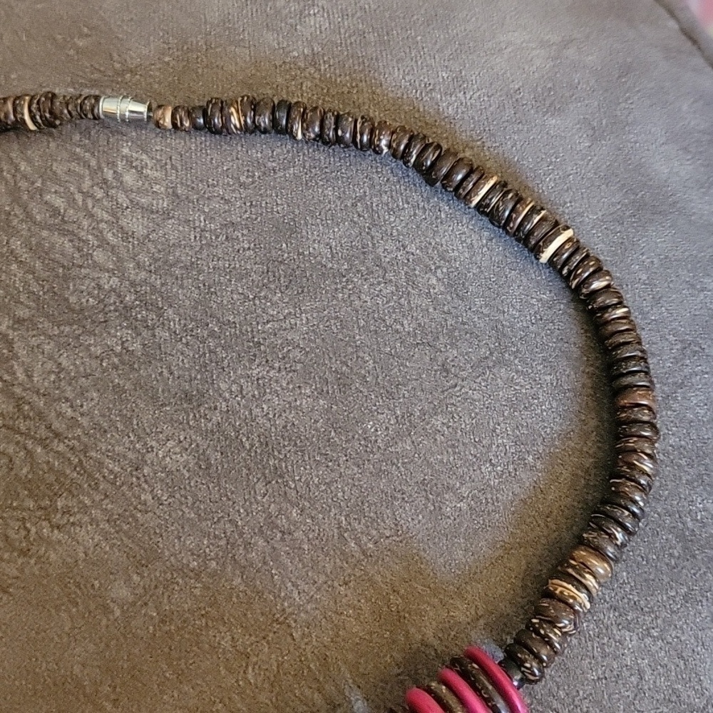 Vtg Horn Wood Beaded Tribal Warrior Avant Garde Festival Unisex Necklace - Picture 8 of 9